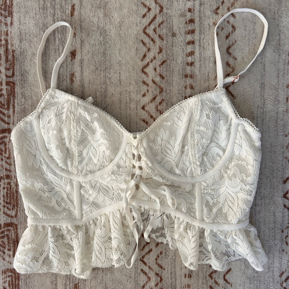 Altar'd State White Lace Bra with Sweetheart Neckline
